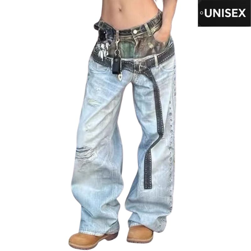 �����ͽ���Stud Camo Distressed�磻�ɥǥ˥�ѥ�� <Y5415>