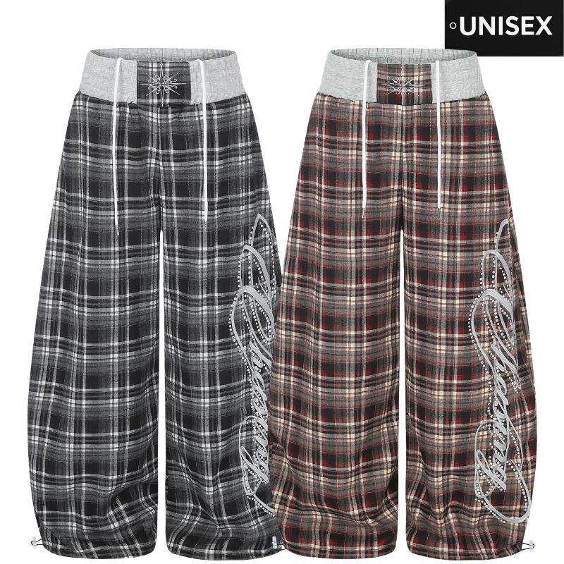 �����ͽ��ۡ�2����Rhinestone Plaid�磻�ɥ������åȥѥ�� <Y5419>