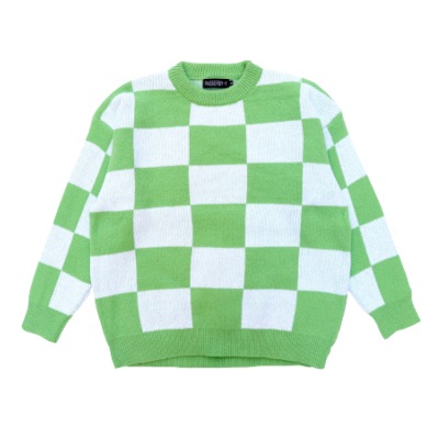 ��3����CHECKERED FRAG CREW NECK KNIT��ADDICT SELECTION�� <Y470>
