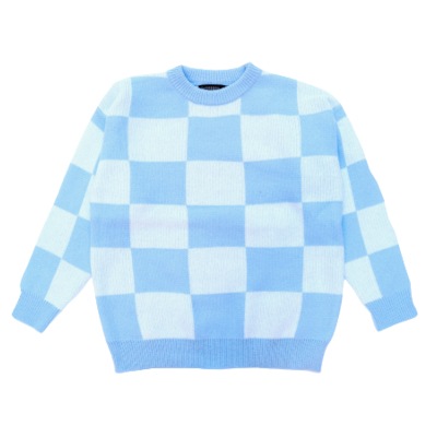 ��3����CHECKERED FRAG CREW NECK KNIT��ADDICT SELECTION�� <Y470>