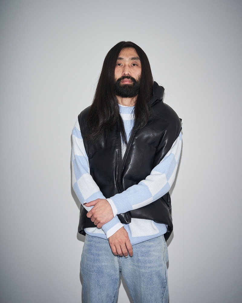 ��3����CHECKERED FRAG CREW NECK KNIT��ADDICT SELECTION�� <Y470>