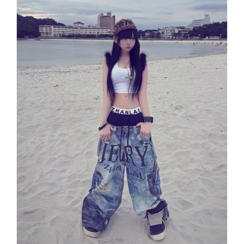 Triple Waist Print�ǥ˥�ѥ�� <C405>