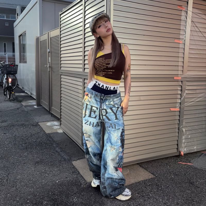 Triple Waist Print�ǥ˥�ѥ�� <C405>
