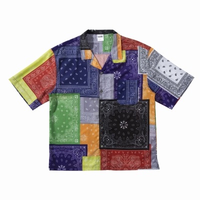 マルチカラーパッチワークバンダナ半袖シャツ すべての商品 Pctokyo