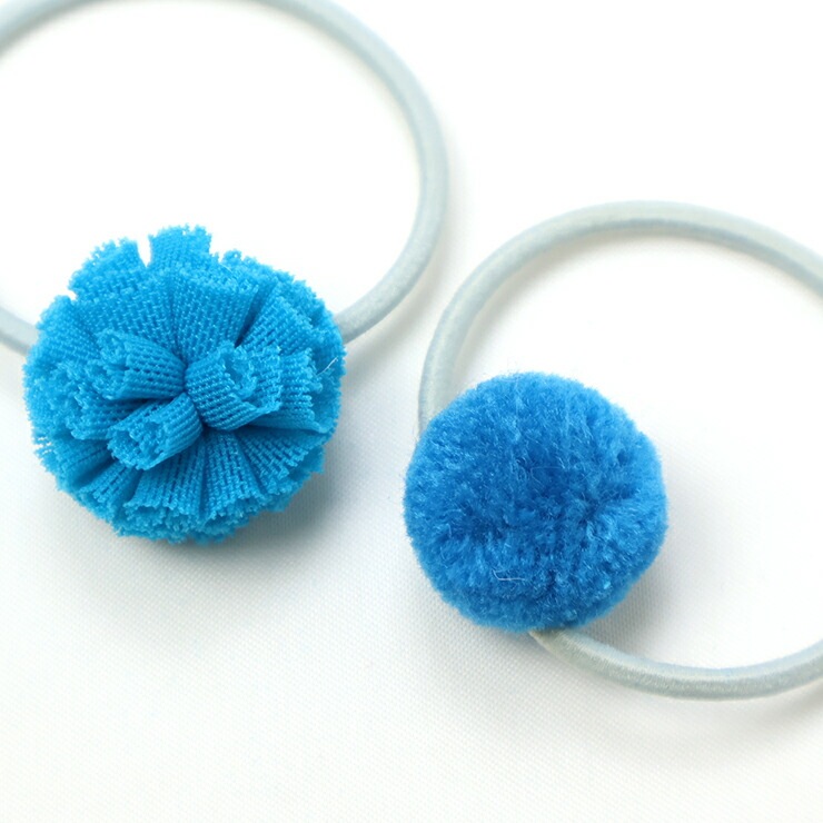 ブルーカルセドニー ヘアゴム A ヘアゴム 2個セット ぽんぽん ヘアアクセサリー 髪留め 髪飾り 髪ゴム