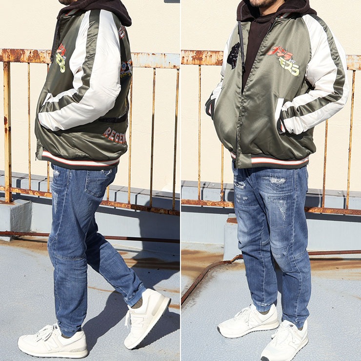 BREEZE リバーシブルスカジャン ゴジラvsモスラ メカゴジラ