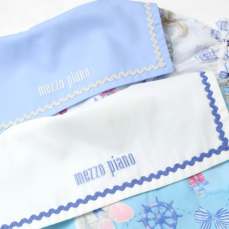 mezzo piano キッズ セーラーカラー半袖ワンピース うさぎ ねこ 航海柄