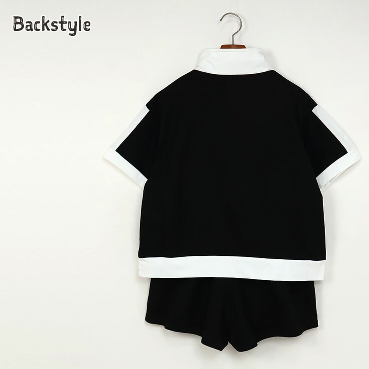 Lovetoxic セットアップ ハーフジップトップス ショートパンツ 英字