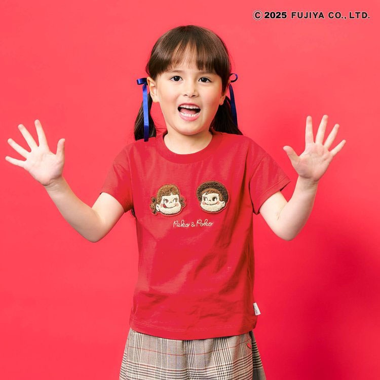 半袖Tシャツ 不二家コラボ ペコちゃん ポコちゃん 綿100% キャラクター