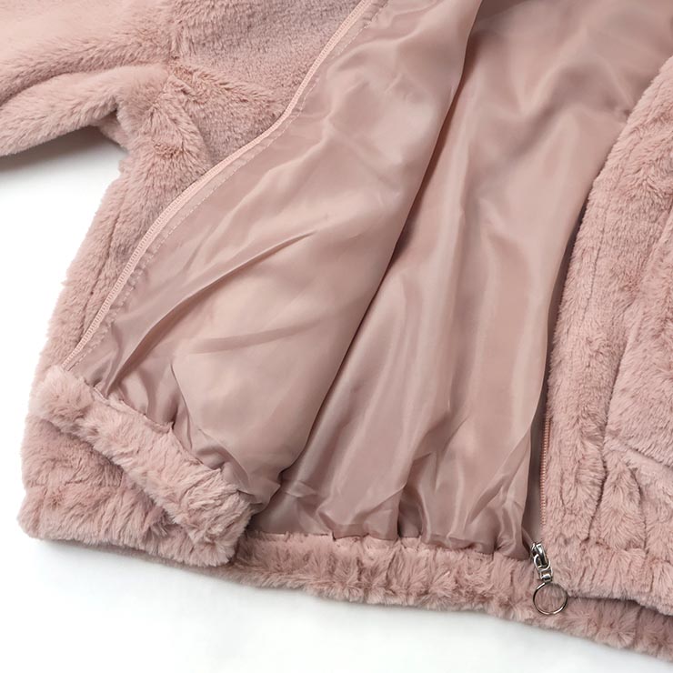 PINK-latte フェイクファーブルゾン 耳付き うさ耳 無地 カラー 裏地