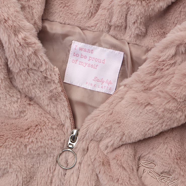 PINK-latte フェイクファーブルゾン 耳付き うさ耳 無地 カラー 裏地