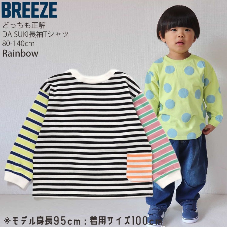 長袖Tシャツ ダイスキ 総柄 ロンT 水玉 ボーダー どっちも正解 前後