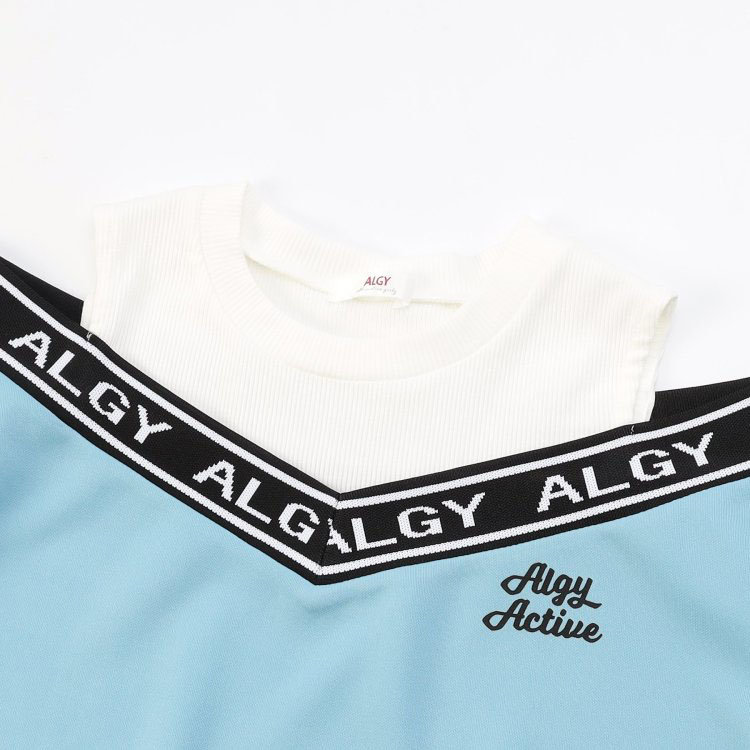 ALGY ジュニア 半袖Tシャツ 半袖トップス レイヤード風 吸水速乾 ロゴ