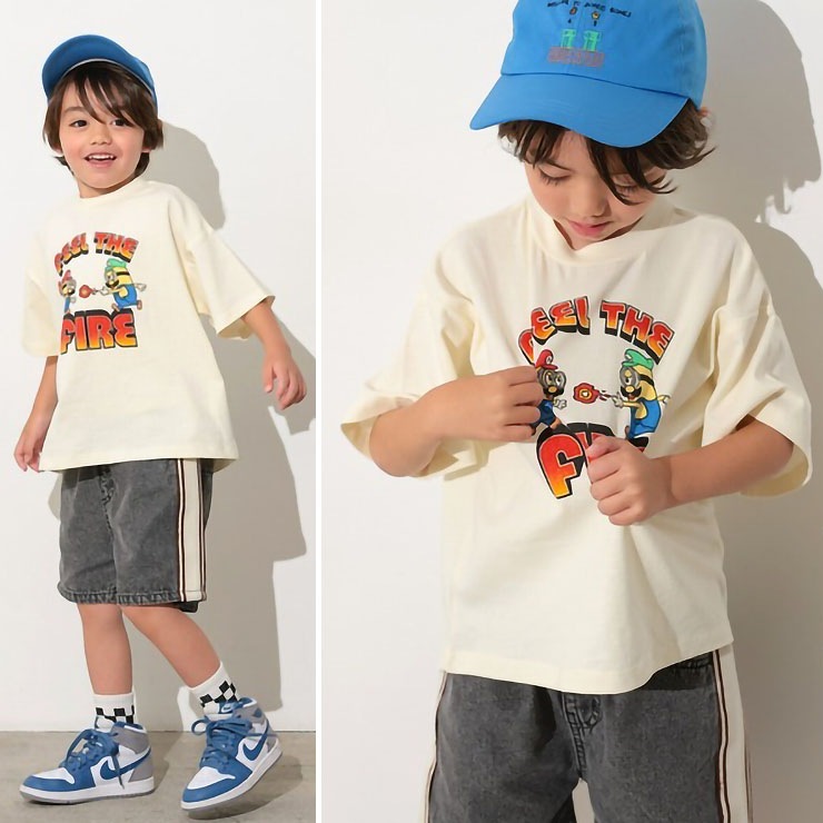 OCEAN&GROUND 半袖Tシャツ FUN!FUN!FUN!プリント 男の子 女の子 キッズ