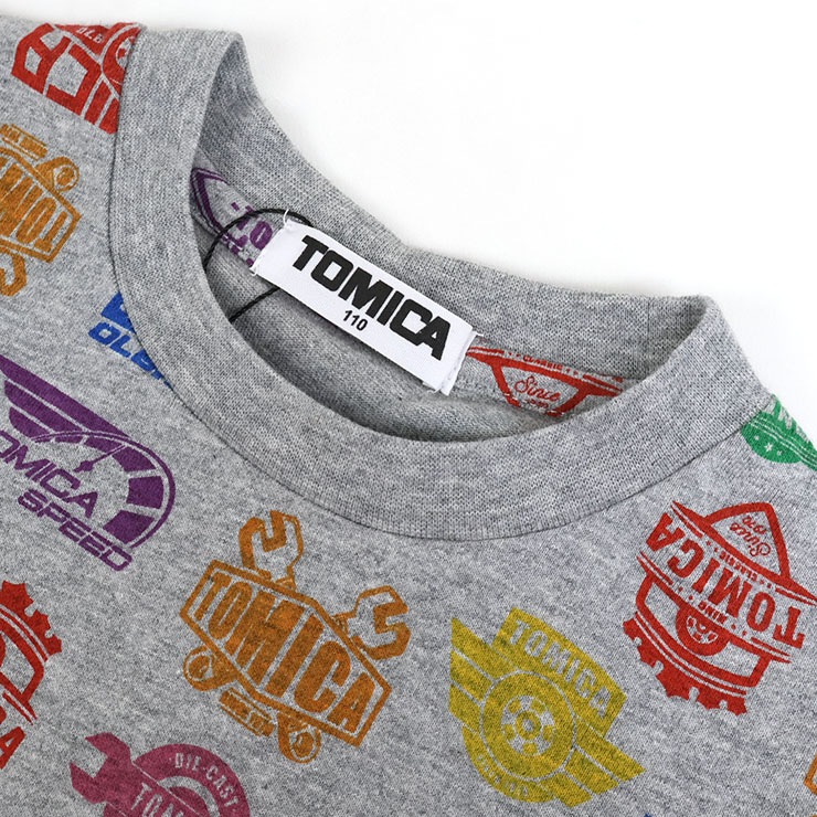 半袖Tシャツ トミカコラボ ワッペン風 ロゴプリント 総柄 男の子