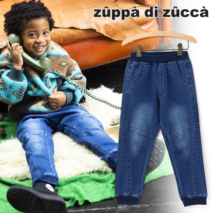 【100 110 120 130cm】 ジョガーパンツ ニット風デニム zuppa di zucca ズッパディズッカ 36613058k