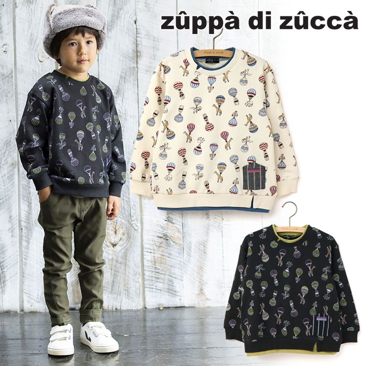 【 100cm 110cm 120cm 130cm 】長袖トレーナー アニマルバルーン柄 zuppa di zucca ズッパディズッカ 36033034k