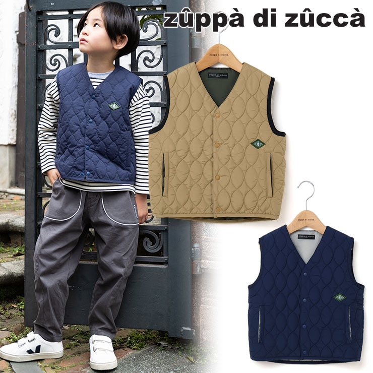 【 L(130-140cm) LL(150-160cm) 】薄中綿入りベスト キルト zuppa di zucca ズッパディズッカ 37103096j
