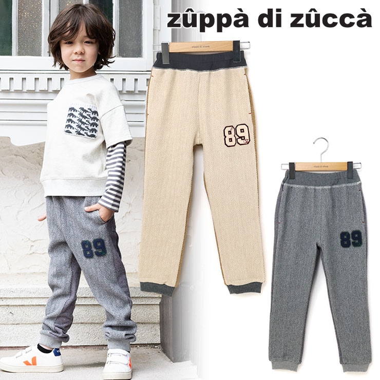 【 100cm 110cm 120cm 130cm 】長パンツ 前後切替 ヘリンボン裏毛 zuppa di zucca ズッパディズッカ 37613075k