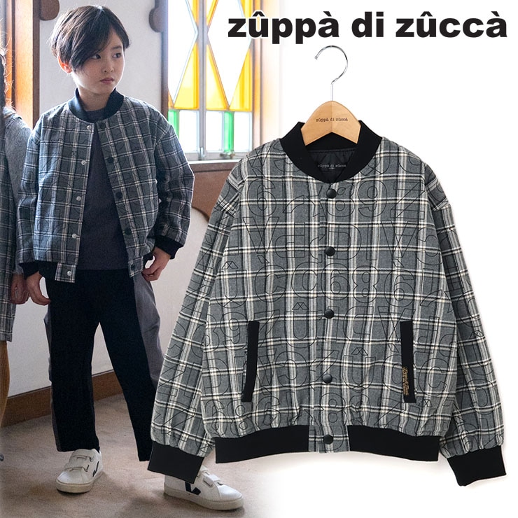 【 140cm 150cm 160cm 】中綿キルトブルゾン オリジナルチェック柄 zuppa di zucca ズッパディズッカ 37403101j