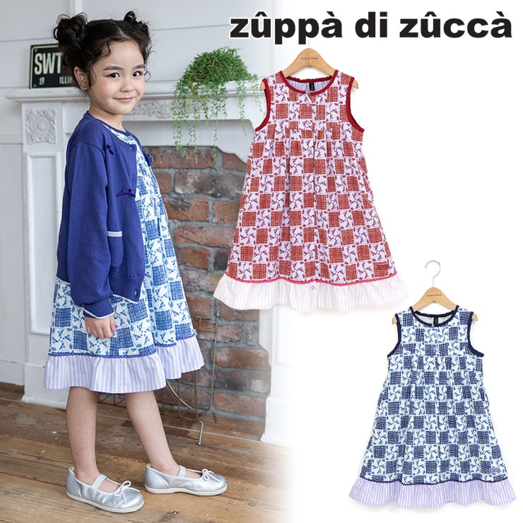 【 100cm 110cm 120cm 130cm 】ノースリーブワンピース バードリーフ zuppa di zucca ズッパディズッカ 38807027k