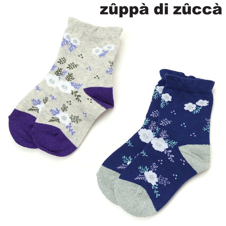 【 S(13-15cm) M(16-18cm) L(19-21cm) LL(22-24cm) 】靴下 クルーソックス フラワー柄 zuppa di zucca ズッパディズッカ 38903651