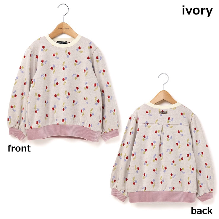 140cm 150cm 160cm 】長袖トレーナー チェリー柄 接結ジャガード zuppa