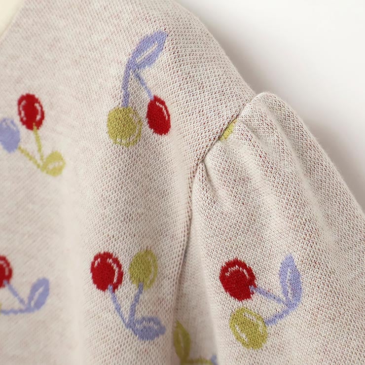 140cm 150cm 160cm 】長袖トレーナー チェリー柄 接結ジャガード zuppa