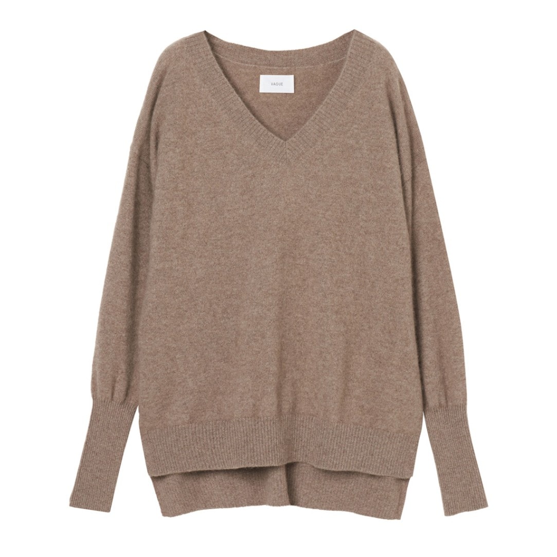 [期間限定10%OFF]VAGUE[ヴァーグ] VO3101- カシミヤ Vネック -MOCA モカ