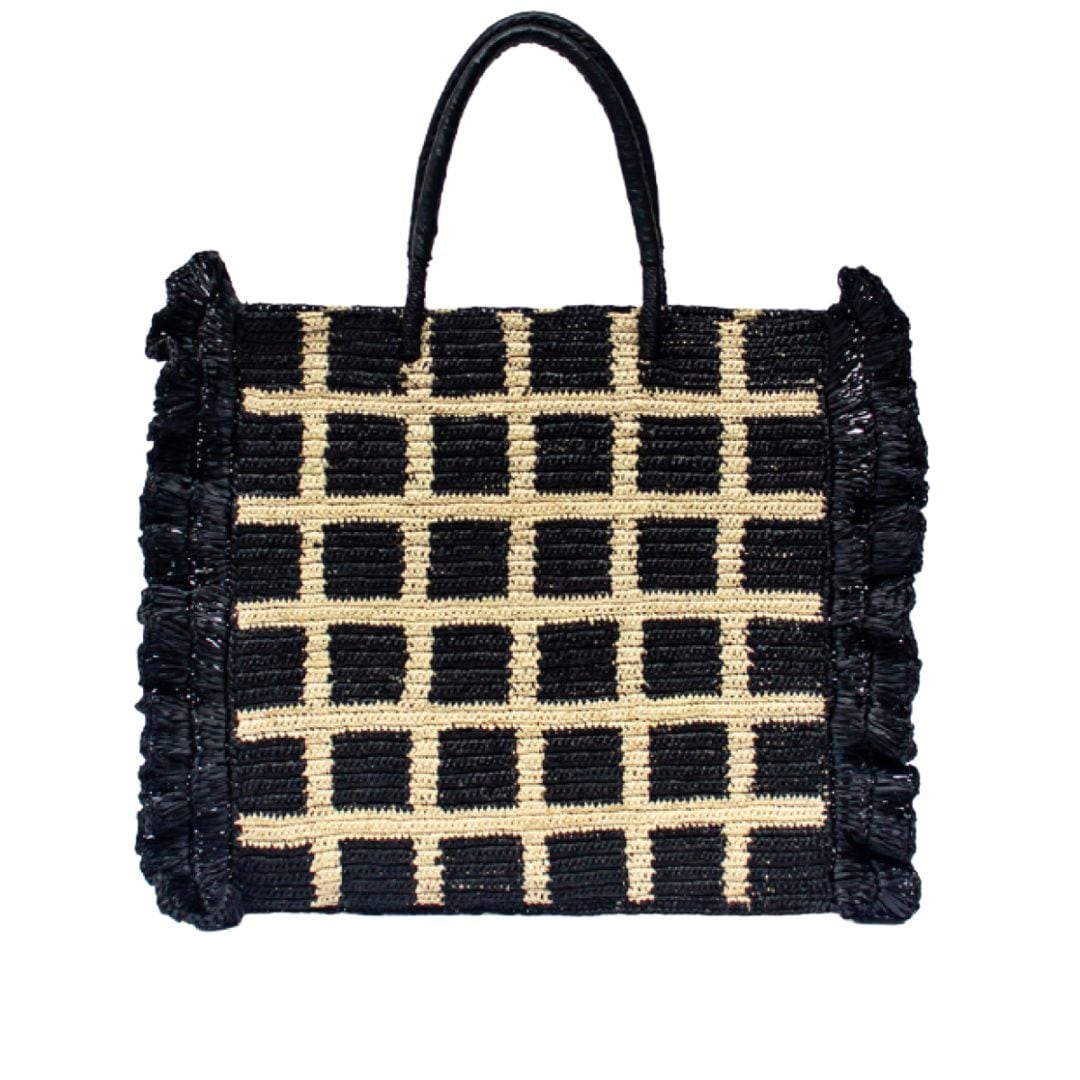 MAISON N.H PARIS[メゾンエヌアッシュパリ]EVA M CARREAUX-NOIR/NATUR[バッグ]ブラック/ベージュ