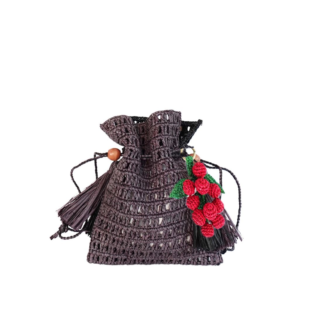 [期間限定クーポン利用で10%OFF]MAISON N.H PARIS[メゾンエヌアッシュパリ] ROXANE avec CHARM-NOIR/FIGUE[バッグ]ブラック/パープル