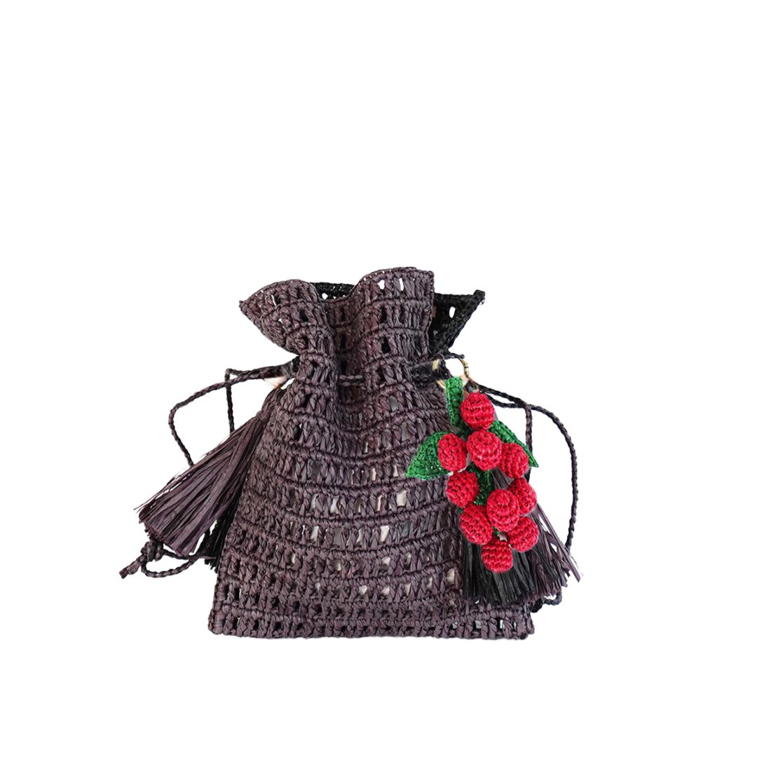 MAISON N.H PARIS[メゾンエヌアッシュパリ] ROXANE avec CHARM-NOIR/FIGUE[バッグ]ブラック/パープル