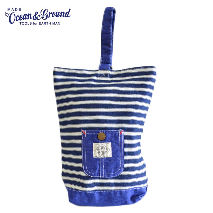 オーシャンアンドグラウンド ＢＬＵＥＢＬＵＥ シューズバッグ ヒッコリー