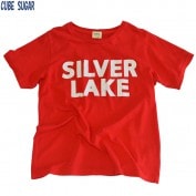 キューブシュガー 天竺ピグメントクルーTシャツ SILVER LAKE レッド|キューブシュガー