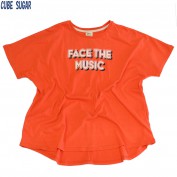 キューブシュガー リサイクル天竺プリントクルーTシャツ オレンジ|キューブシュガー