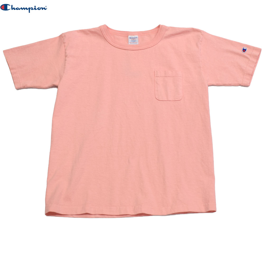 チャンピオン T1011 ポケット付き US Tシャツ MADE IN USA ローズ C5-P305