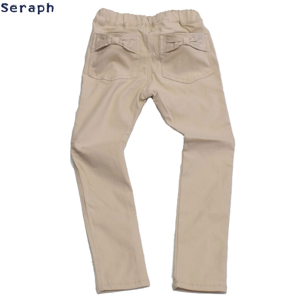 セラフ リボンポケットストレッチスキニーロングパンツ ベージュ