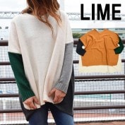 ライム ＬＩＭＥ レディース バイカラートップス　アクリルバルキー|ライム｜ＬＩＭＥ