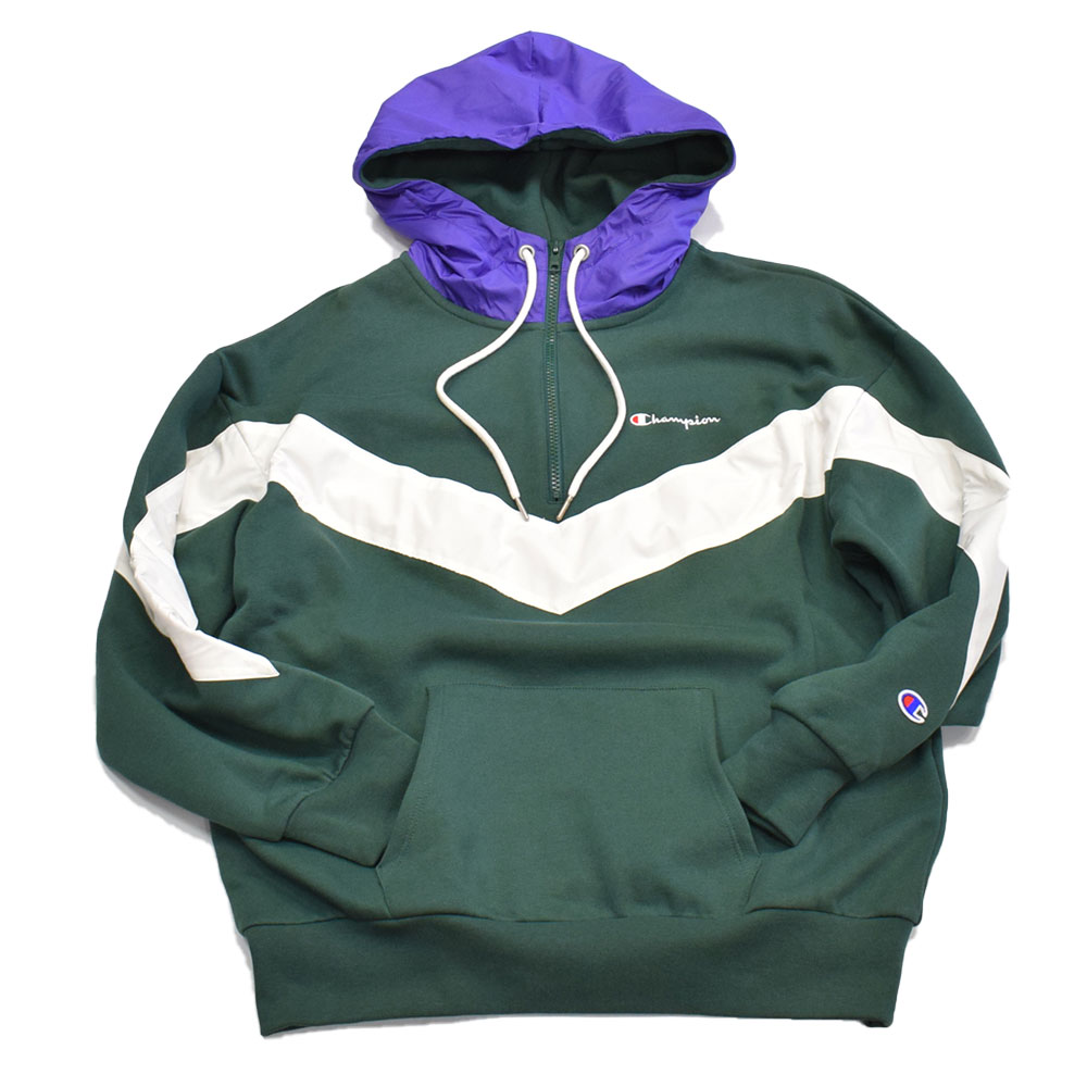 チャンピオン レディース ハーフジップスウェットパーカー グリーン