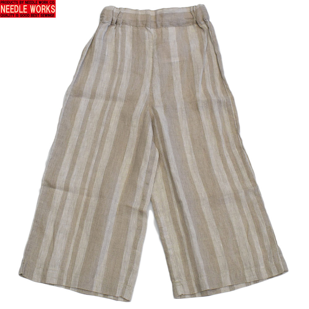 ニードルワークス ストライプワイドパンツ ベージュ