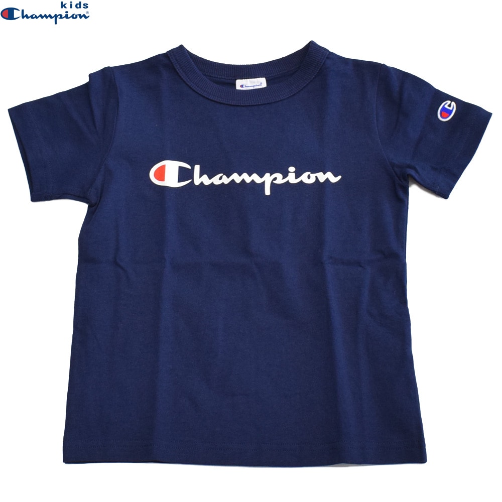 チャンピオン キッズ ベーシック プリントTシャツ ネイビー