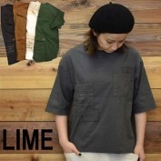 ライム ＬＩＭＥ レディース 布帛切替バックポケットＴシャツ|ライム｜ＬＩＭＥ