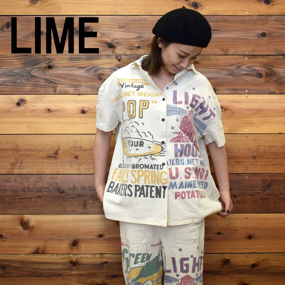 ライム ＬＩＭＥ レディース レトロプリントシャツ