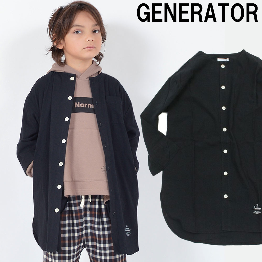 ジェネレーター ノーカラーシャツコート ブラック