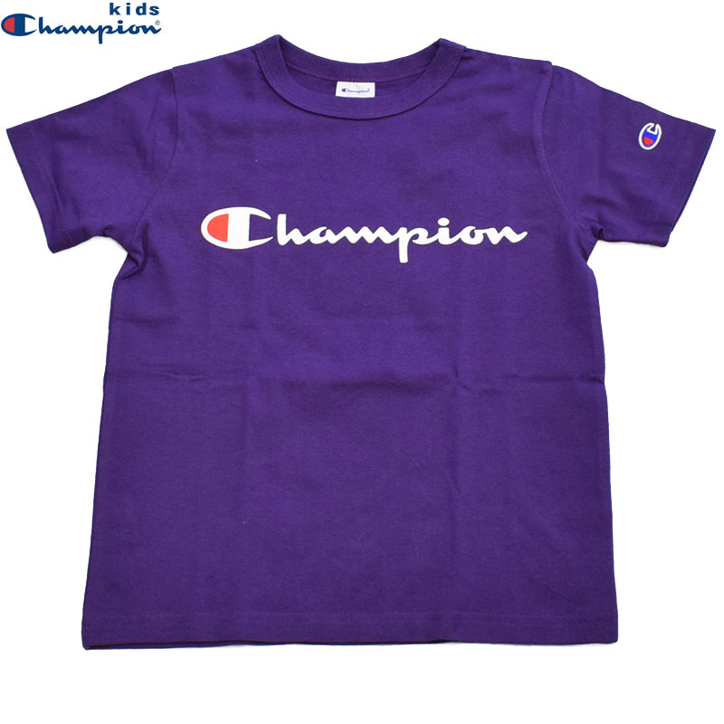 チャンピオン キッズ ベーシック プリントTシャツ パープル CK-T302