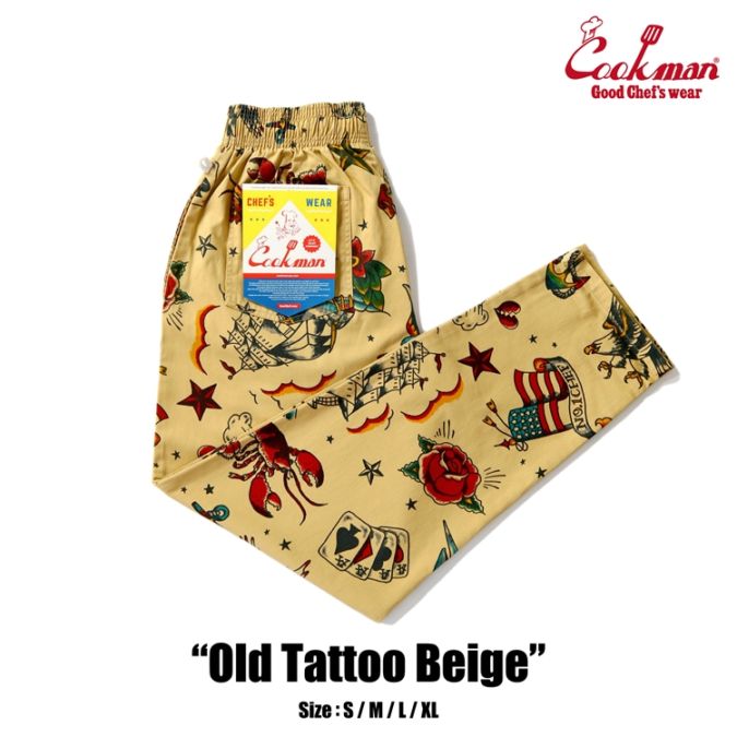 クックマン COOKMAN シェフパンツ オールドタトゥー Old Tattoo Beige 231-51801