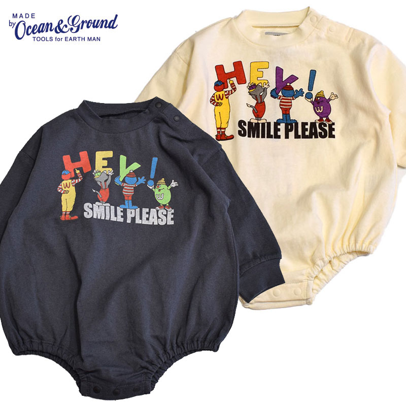 オーシャンアンドグラウンド SMILE PLEASE プリントボディシャツ ロンパース 4520302