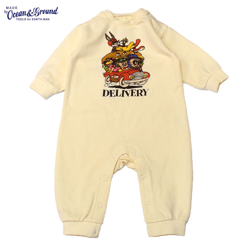 オーシャンアンドグラウンド STARS DELIVERY プリント スウェット ロンパース キナリ 4520507