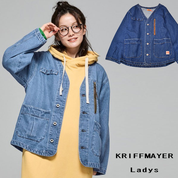 クリフメイヤー レディース KRIFFMAYER ノーカラーデニムジャケット 2514004
