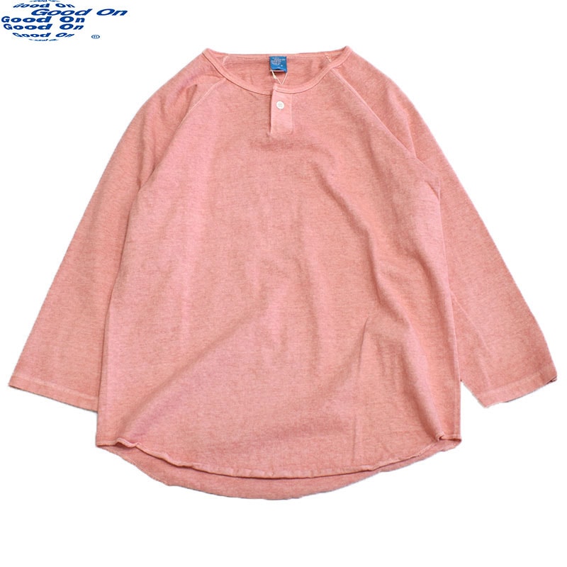 グッドオン GOODON ワンボタンベースボールＴシャツ 七分丈 コーラル 1505